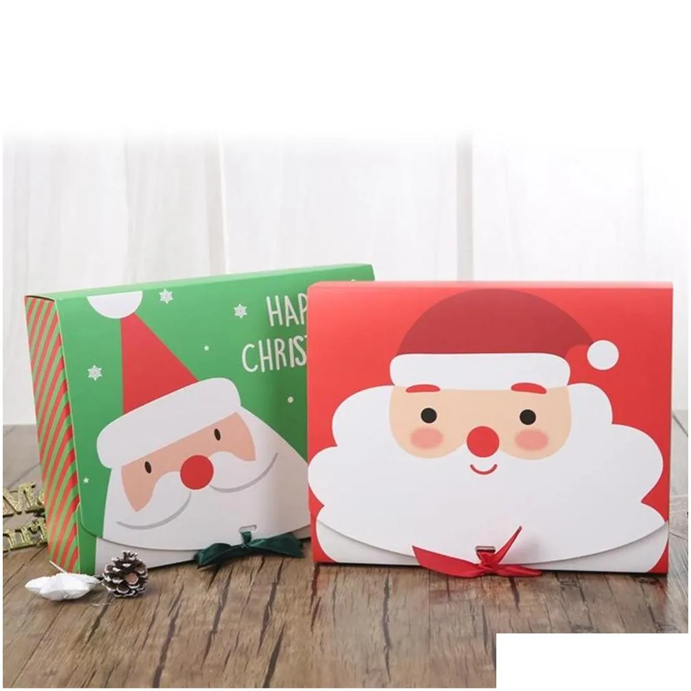 christmas eve big gift boxes santa claus fairy design kraft papercard present party favor activity decorations red green gifts package