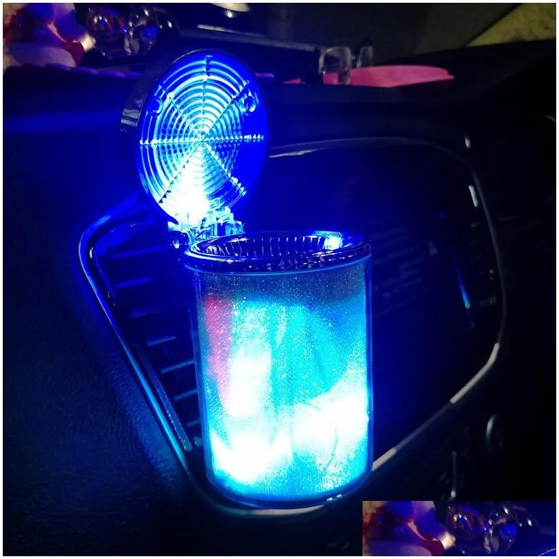 universal car ashtray with led lights creative personality covered inside multifunction car supplies