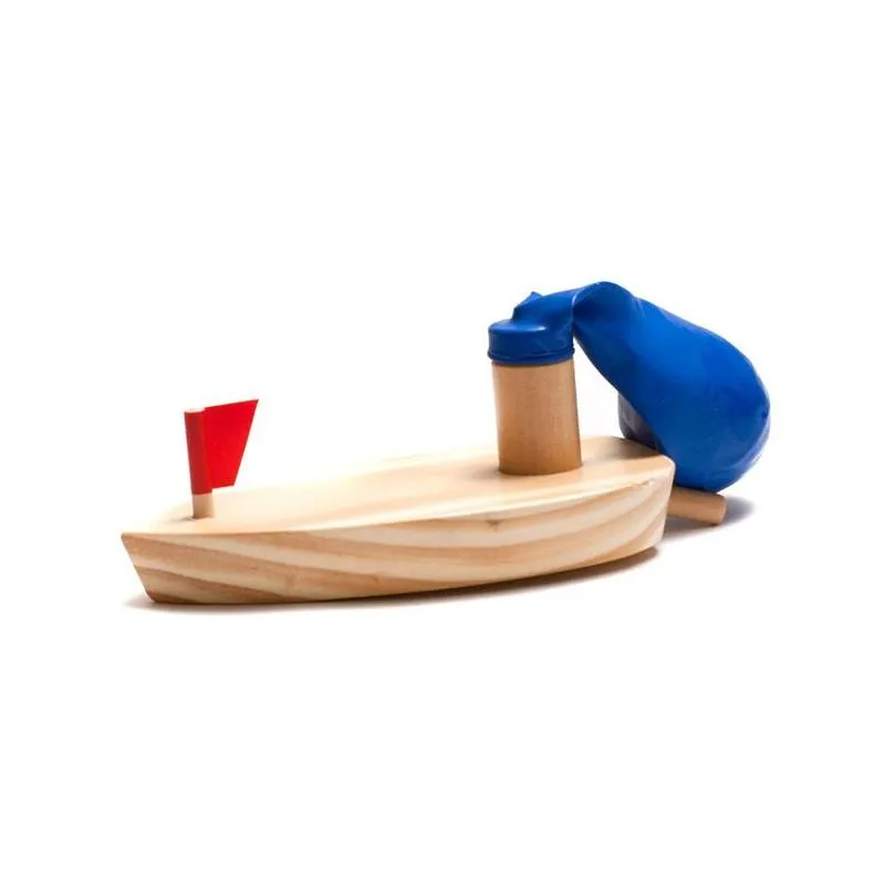 balloon powered wooden boat toy swimming pool kids water fun toys play outdoor baby bath toy science and education toys