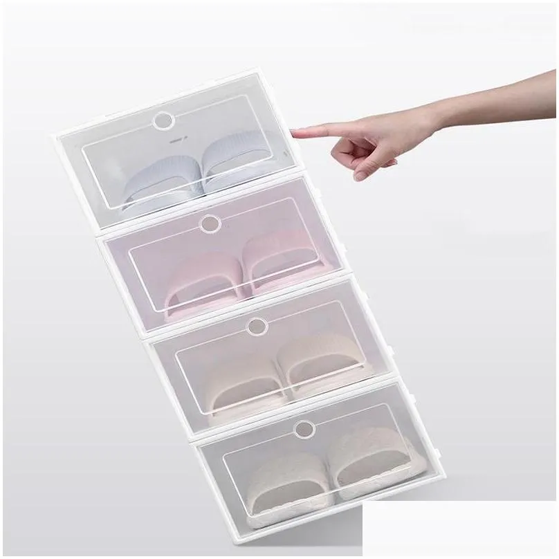 30pcs shoe boxes set multicolor foldable plastic clear home shoes rack organizer stack display box