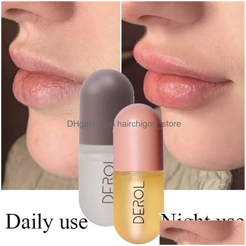 day night lip plumper 2pcs/set moisturizing lip care serum nourishing lips antidrying nutritious lip oil essence