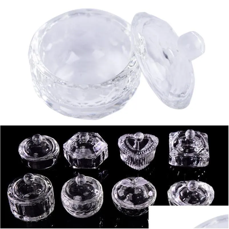 nail art equipment 1pc acrylic powder liquid crystal glass dappen dish lid bowl cup holder manicure tool for