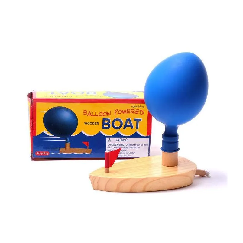 balloon powered wooden boat toy swimming pool kids water fun toys play outdoor baby bath toy science and education toys