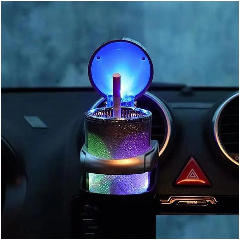 universal car ashtray with led lights creative personality covered inside multifunction car supplies