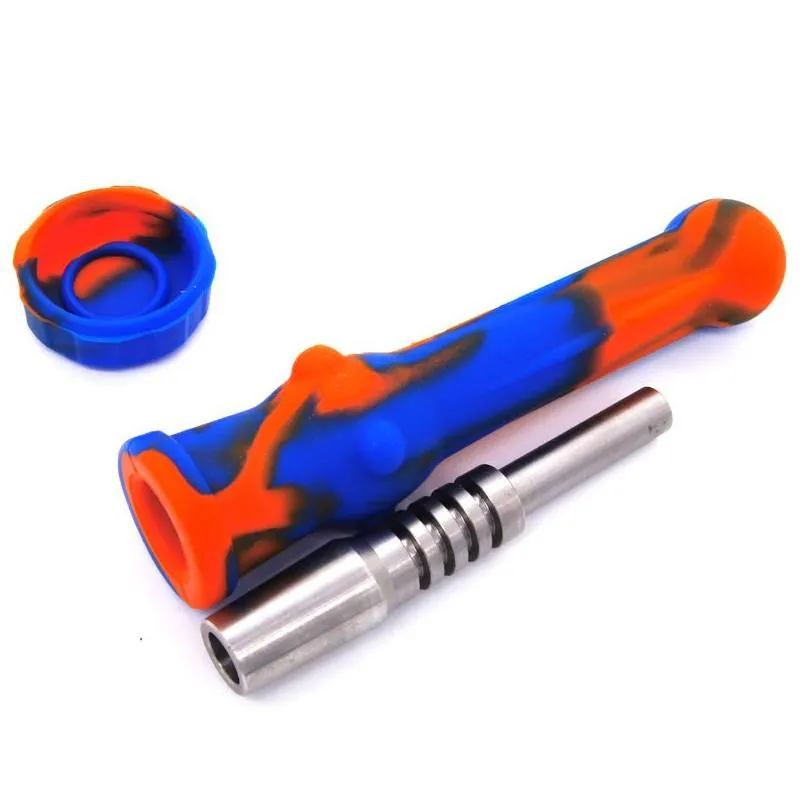 silicone nector collector colored oil rigs nector collectars dab straw with 14mm titanium nail oil box