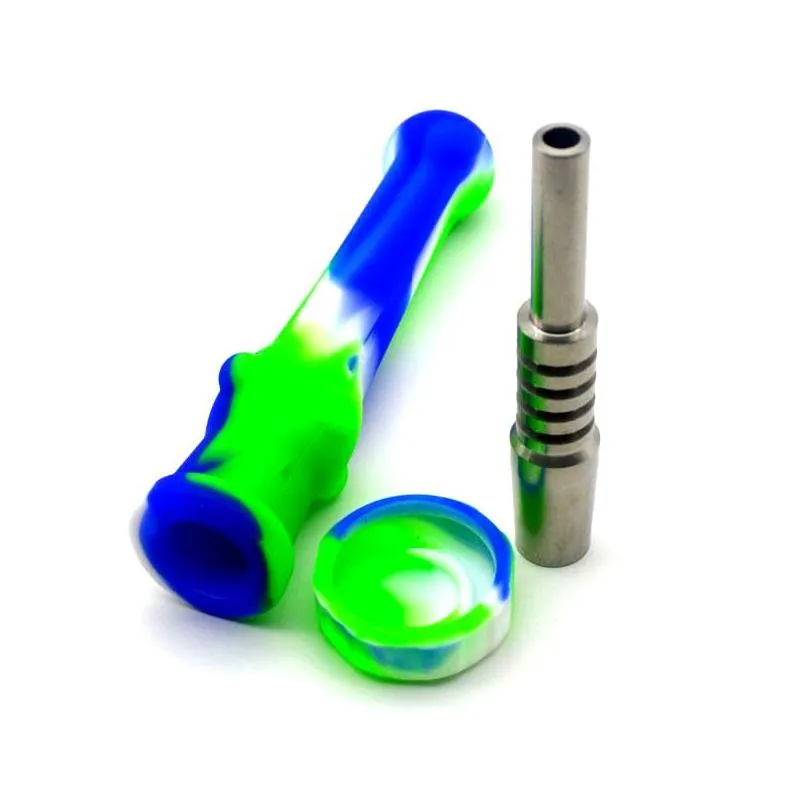 silicone nector collector colored oil rigs nector collectars dab straw with 14mm titanium nail oil box