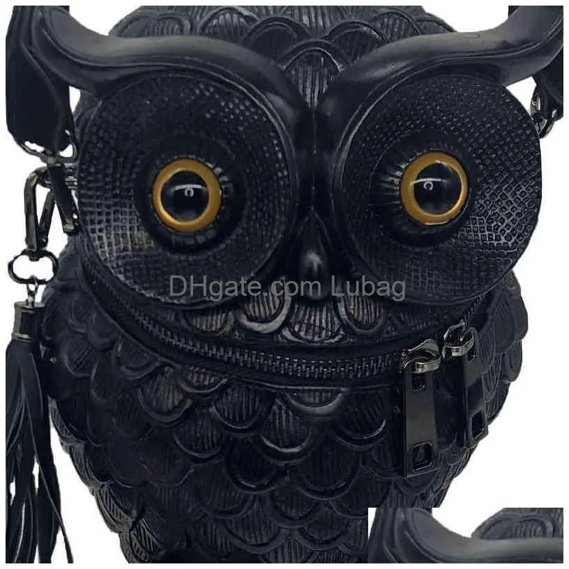 backpack embossed stereo owl shoulder bag multifunctional individual tassel handbag style street trend messenger