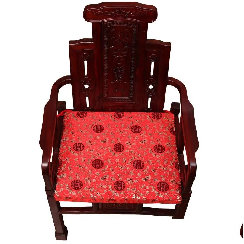 custom chinese new year silk brocade comfort seat cushion armchair sofa kitchen dining chair pad with zipper sponge antislip ethnic sit