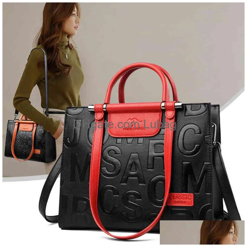 bags handbags large capacity embossed letter womens handbag 2022 autumn and winter fashion single shoulder messenger bag