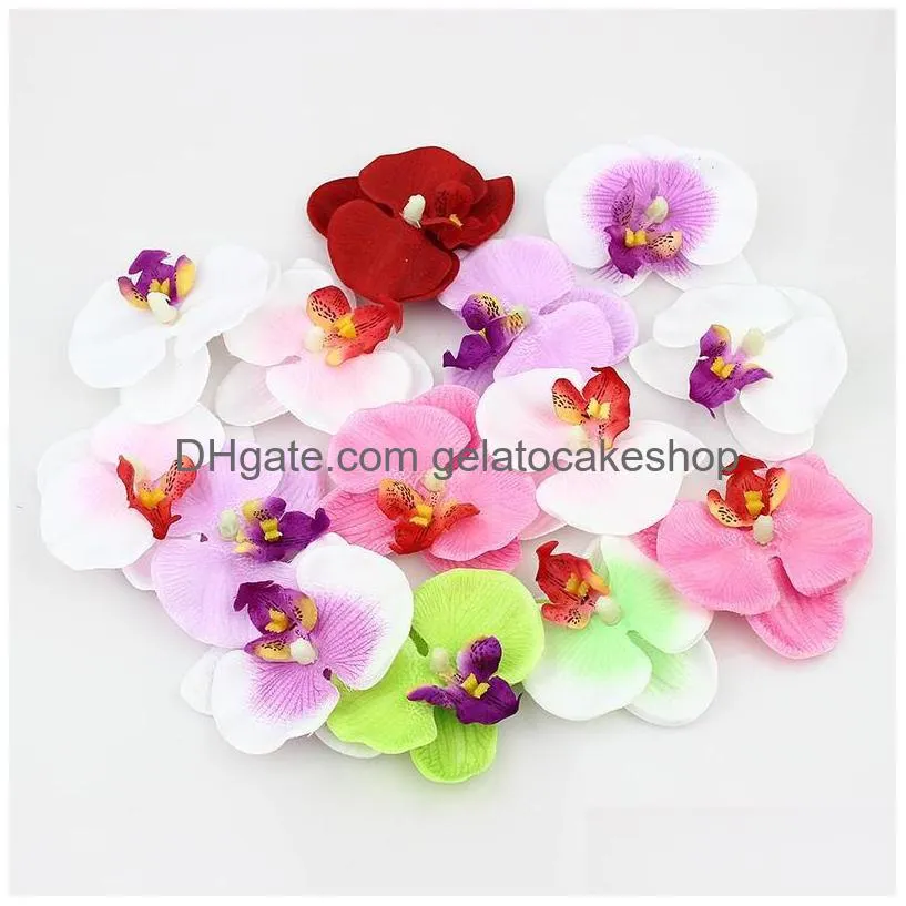 wholesalemixed color simulation butterfly orchid flowers silk decoration artificial flowers head 50pieces/lot8cm