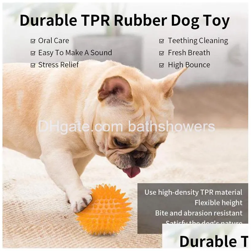 dog spiky ball toys dog squeaky chew balls with ultra bouncy durable tpr rubber dog toys ball for puppy teething toys and pet cleans