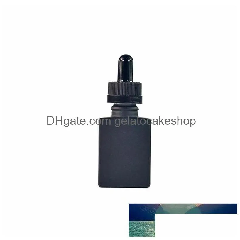 100 pcs 30ml and empty frost black square glass bottles with childproof cap glass dropper bottle eliquid rectangle