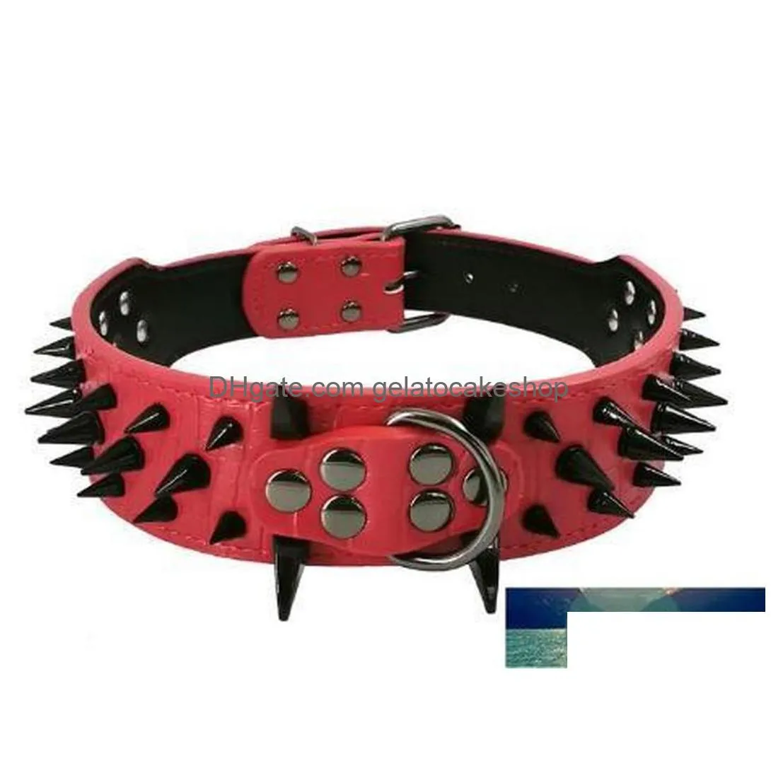 durable thick spiked dog collar leather stylish soft rivets pet collar metal buckle fits medium large dogs1 factory price expert design quality latest
