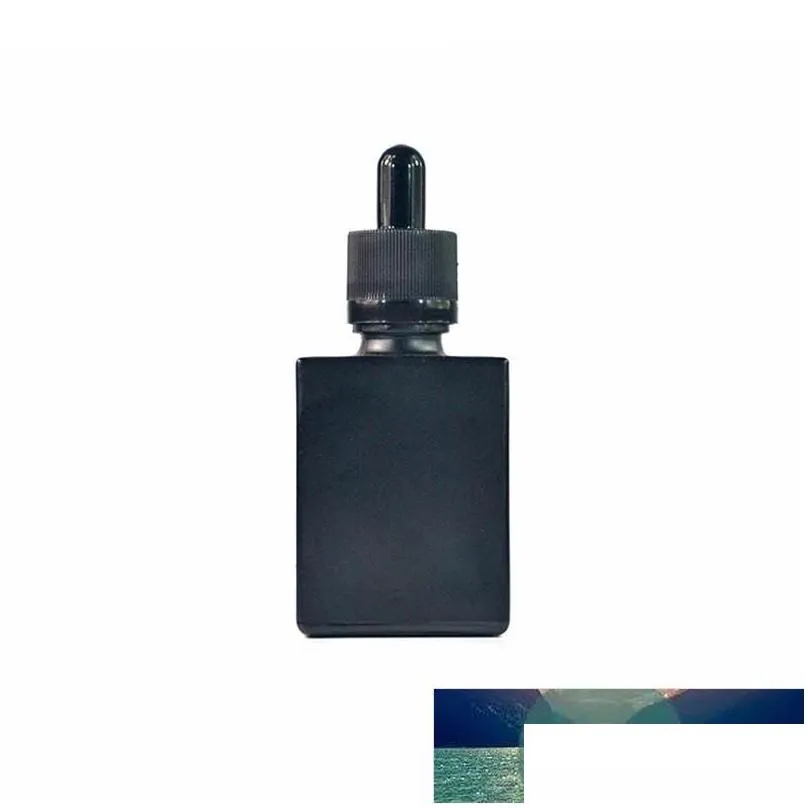 100 pcs 30ml and empty frost black square glass bottles with childproof cap glass dropper bottle eliquid rectangle