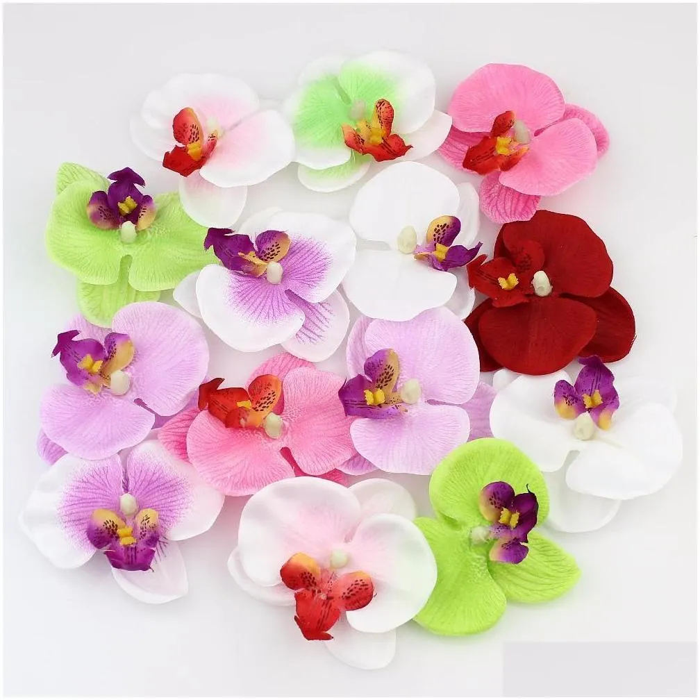 wholesalemixed color simulation butterfly orchid flowers silk decoration artificial flowers head 50pieces/lot8cm