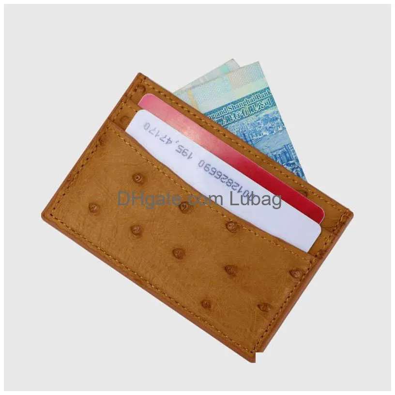 wallets customized high quality luxury genuine ostrich leather holder uni slim card wallet case men coin purse holder t221104