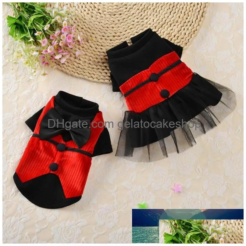 pet dog clothes wedding suit formal bowtie shirt winter fashion party costume pet dog boy coat small dogs girl dress