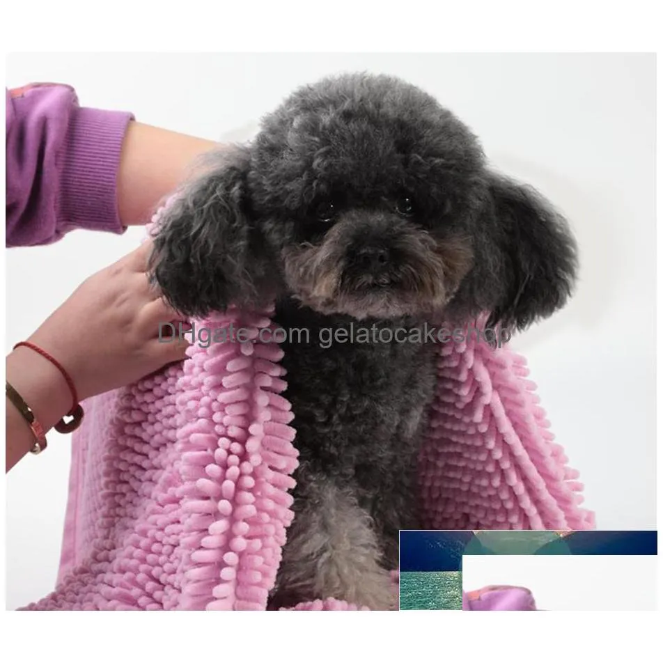 dog towel soft microfiber chenille dog pet bath dry towel hand pockets super absorbent durable quick drying washable towel factory price expert design