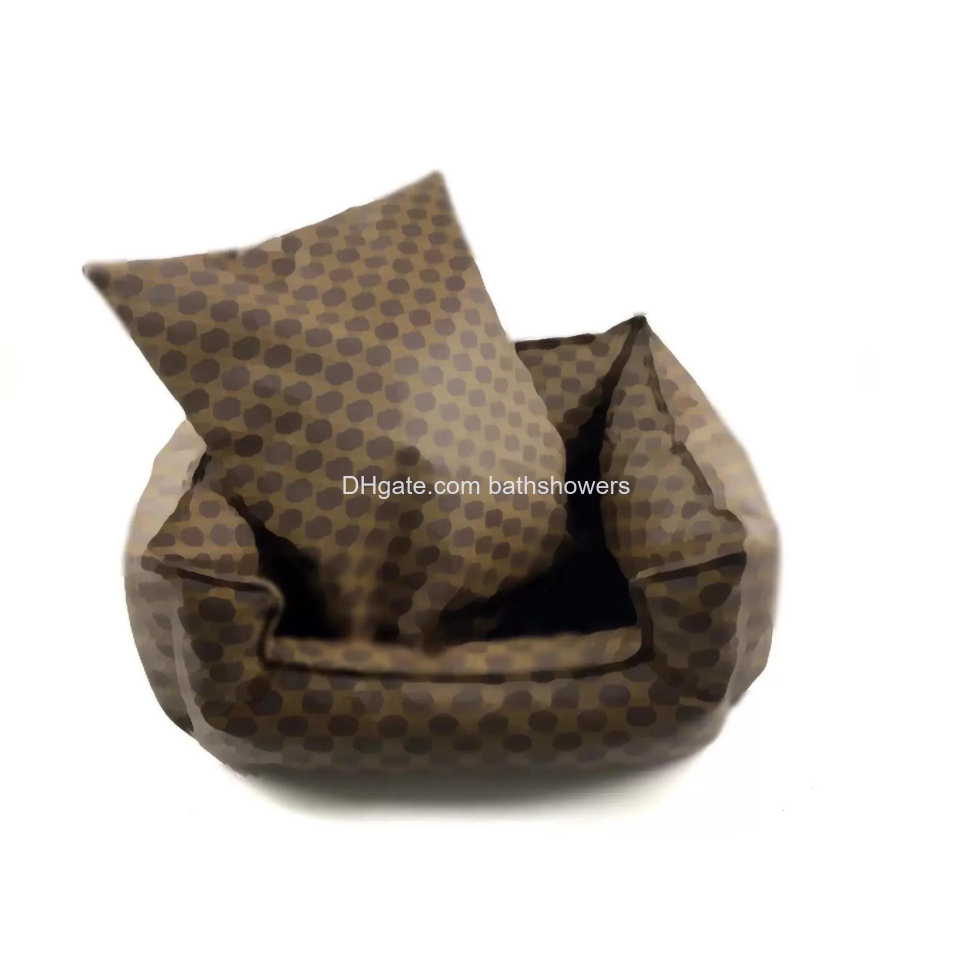 fashion brown geometric dog kennels warm designer kennel pad print leather checked cloth dog bed for small medium dogs schnauzer poodle french bulldog