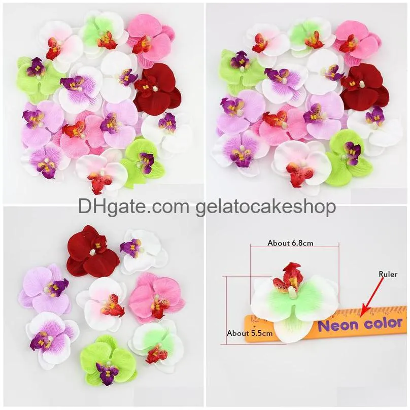 wholesalemixed color simulation butterfly orchid flowers silk decoration artificial flowers head 50pieces/lot8cm