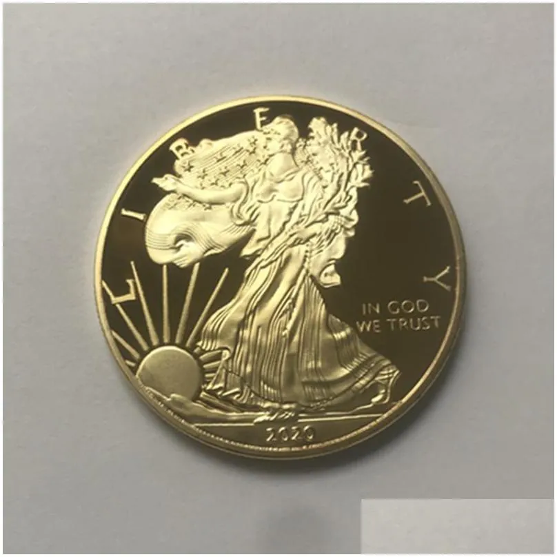 10 pcs the dom  badge 24k gold plated 40 mm commemorative coin american statue liberty souvenir drop acceptable coins