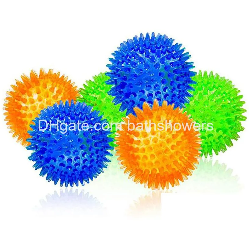 dog spiky ball toys dog squeaky chew balls with ultra bouncy durable tpr rubber dog toys ball for puppy teething toys and pet cleans