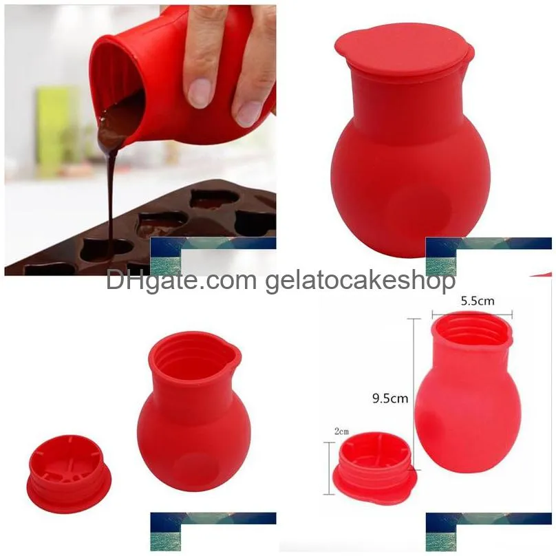 red chocolate melting pot silicone mould butter sauce milk microwave baking pouring 