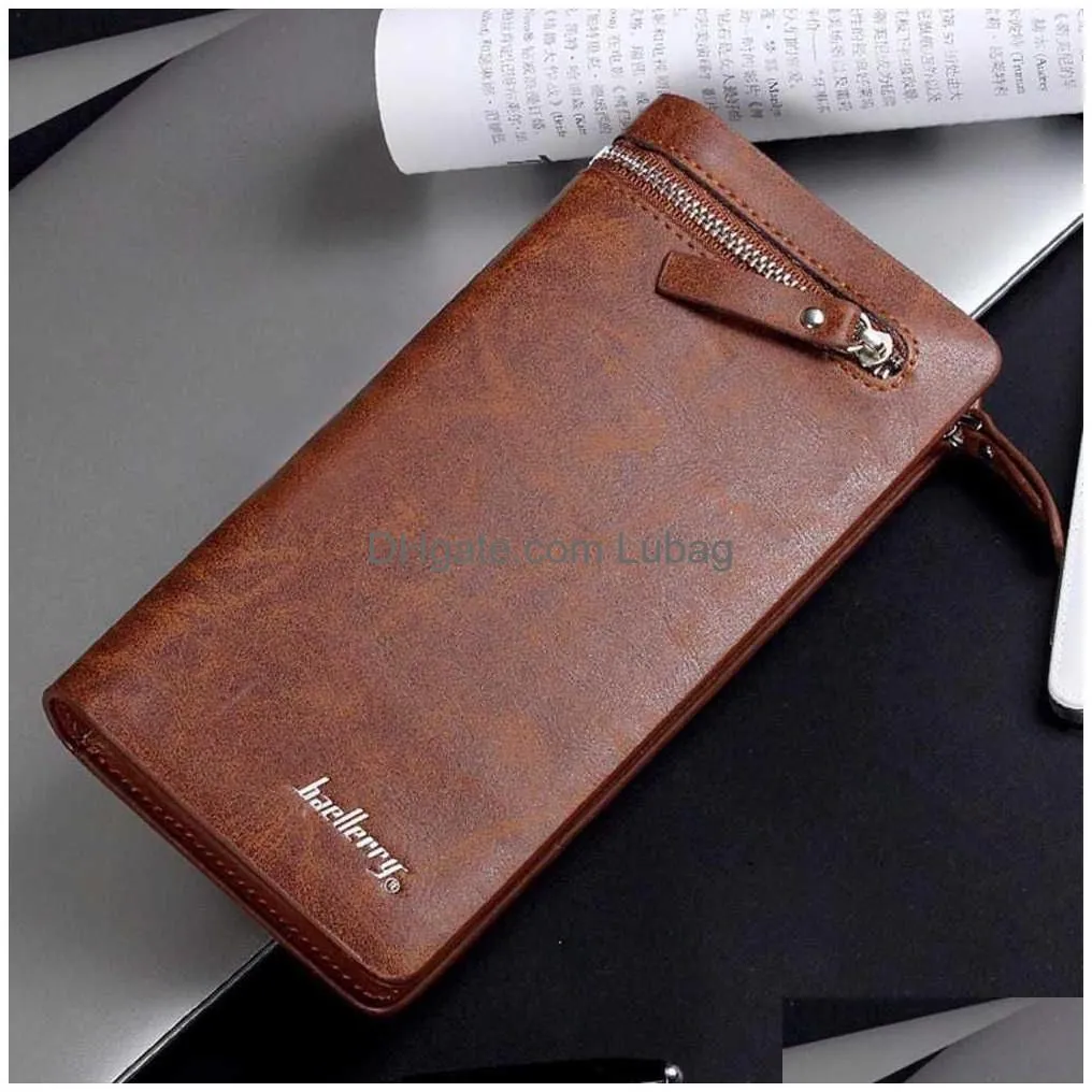 wallets 2022 baellerry men wallets long double zipper pu leather phone pocket large capacity men purse multifunction classic male wallet