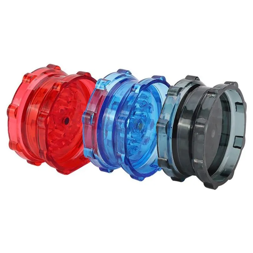 smoke grinder twolayer plastic acrylic diameter 53mm translucent angular multicolor grinder smoking set