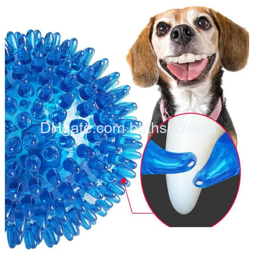 dog spiky ball toys dog squeaky chew balls with ultra bouncy durable tpr rubber dog toys ball for puppy teething toys and pet cleans