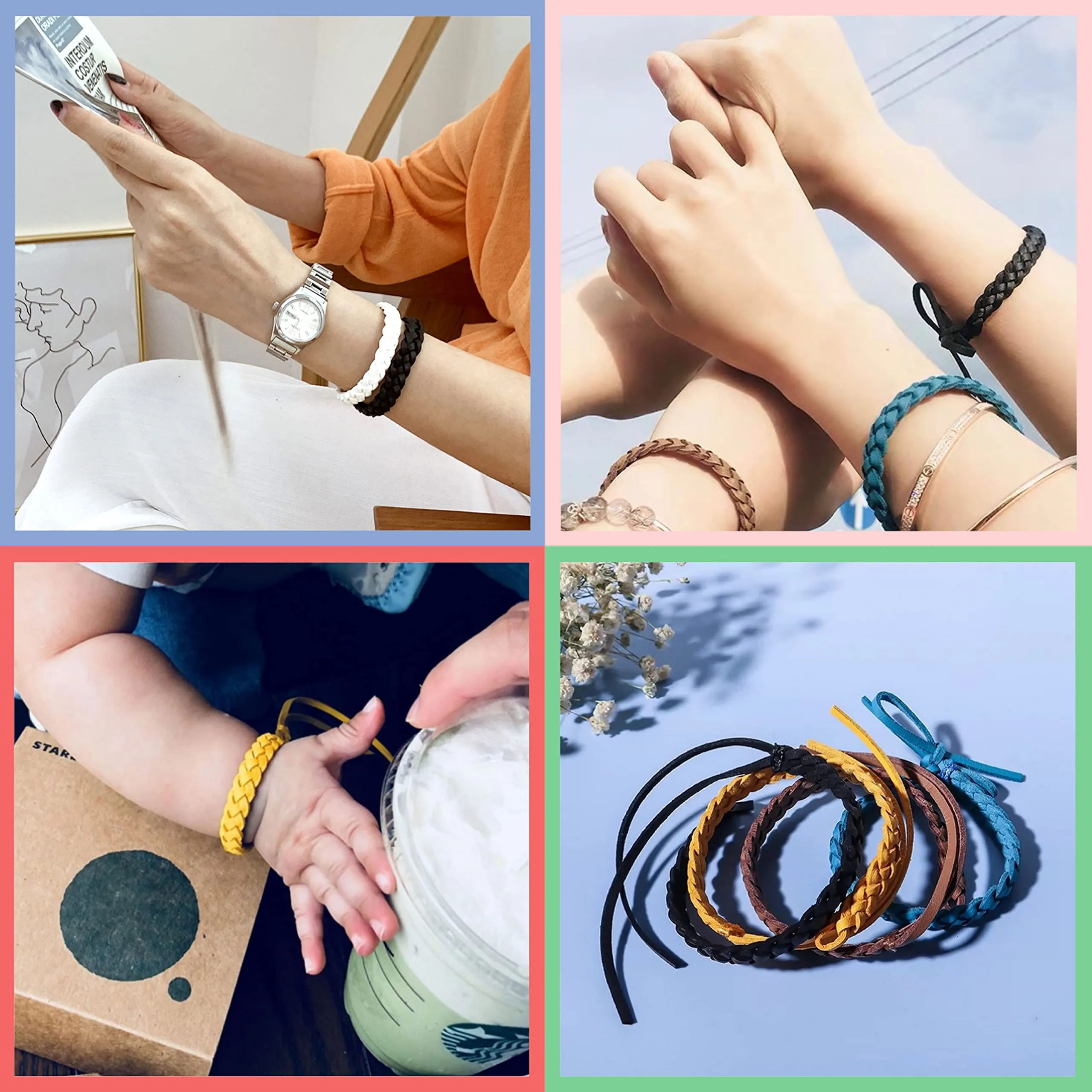 mosquito repellent bracelets solid color individually wrapped leather insect bug repellent wrist bands for kids adults outdoor camping fishing traveling