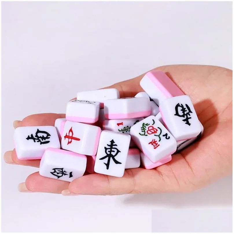 dice games mahjong sets board game with large storage bag portable table game with 146 melamine resin mahjong tiles for family leisure time