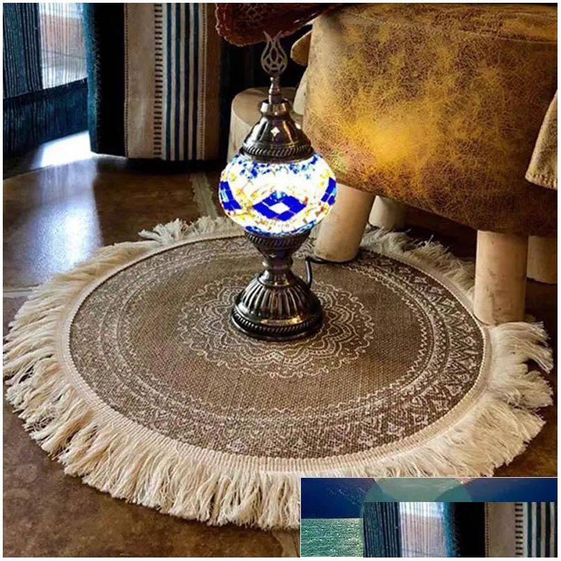 mats pads round insulation pad bohemian woven cotton placemat non slip table kitchen accessories decor home for