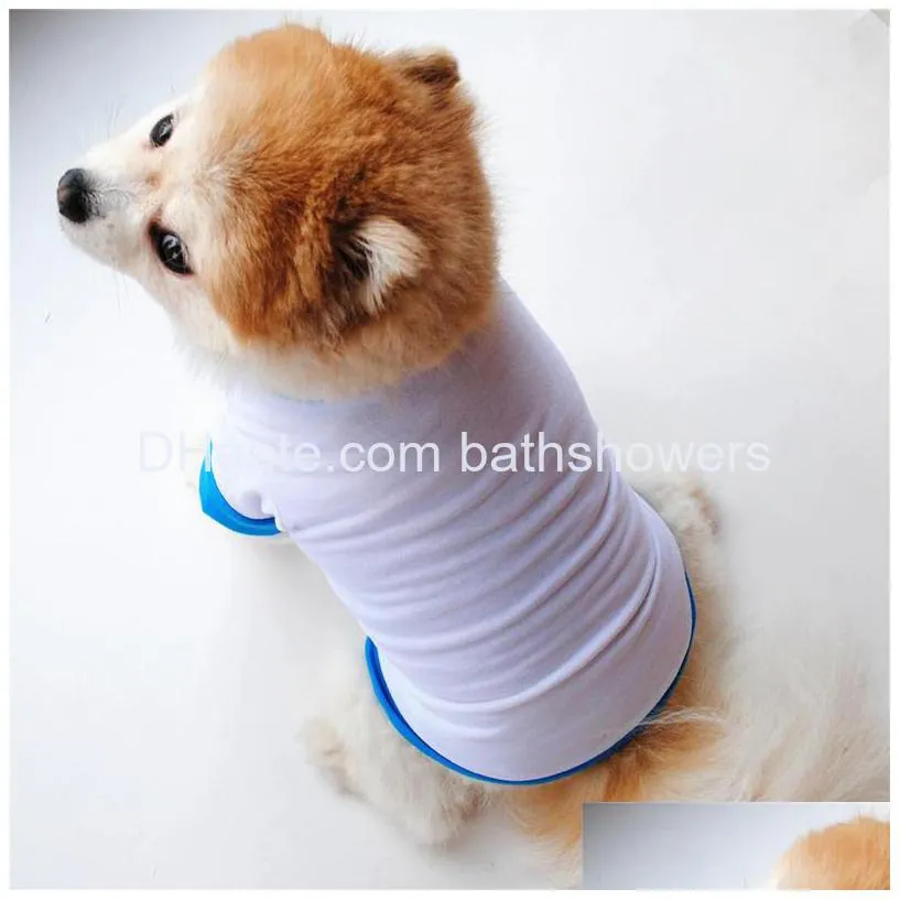 dog apparel sublimation blanks dogs clothes white blank puppy shirts solid color small t shirt cotton outwear pet supplies 2 colors s