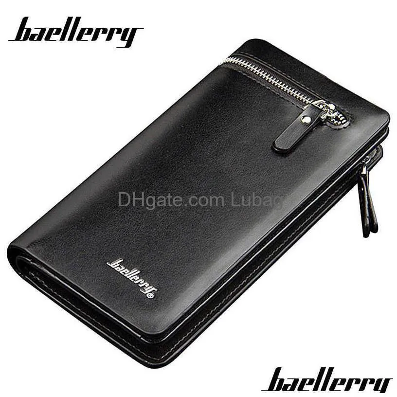 wallets 2022 baellerry men wallets long double zipper pu leather phone pocket large capacity men purse multifunction classic male wallet