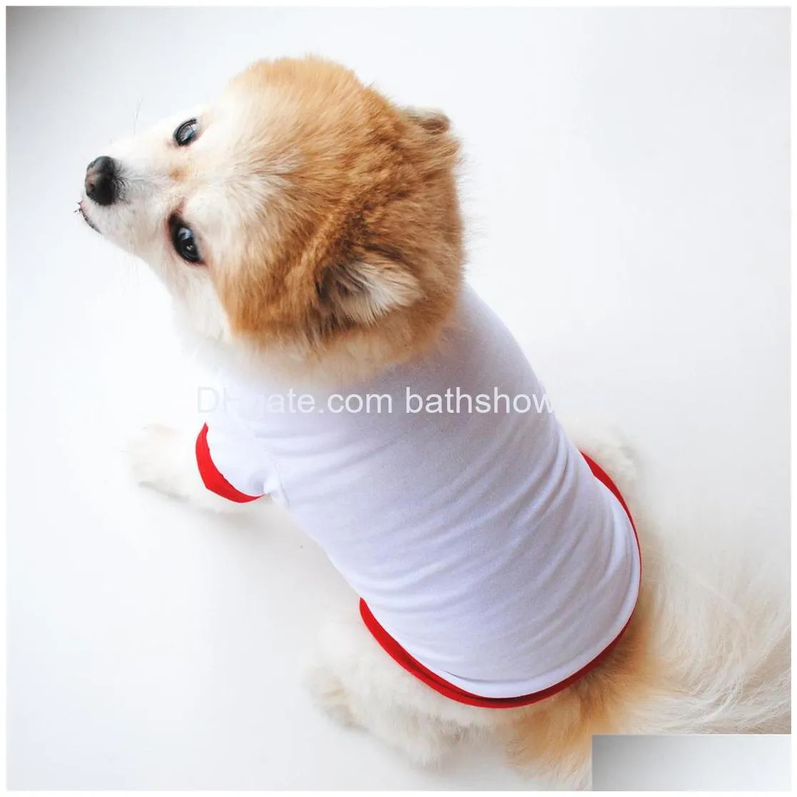 dog apparel sublimation blanks dogs clothes white blank puppy shirts solid color small t shirt cotton outwear pet supplies 2 colors s