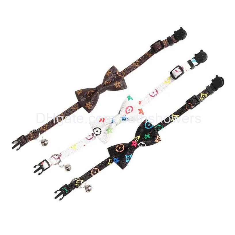breakaway cat collar with bow tie and bell classic old flower pattern designer dog collar adjustable 711 inches for kitten cats wholesale