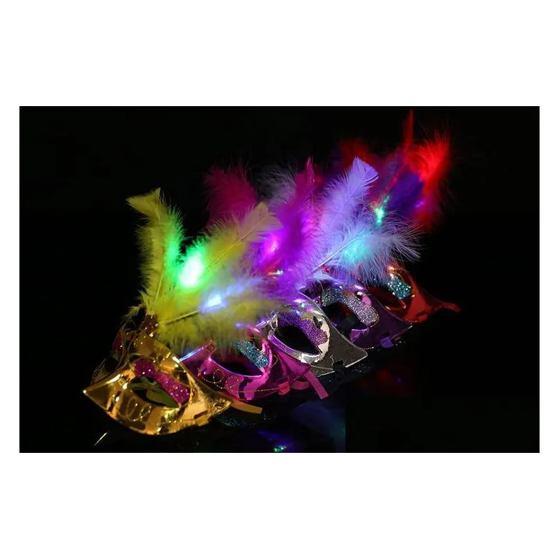 led butterfly masks sequined party mask halloween led party mask adult kids venetian luminous fluff mask christmas flash masquerade