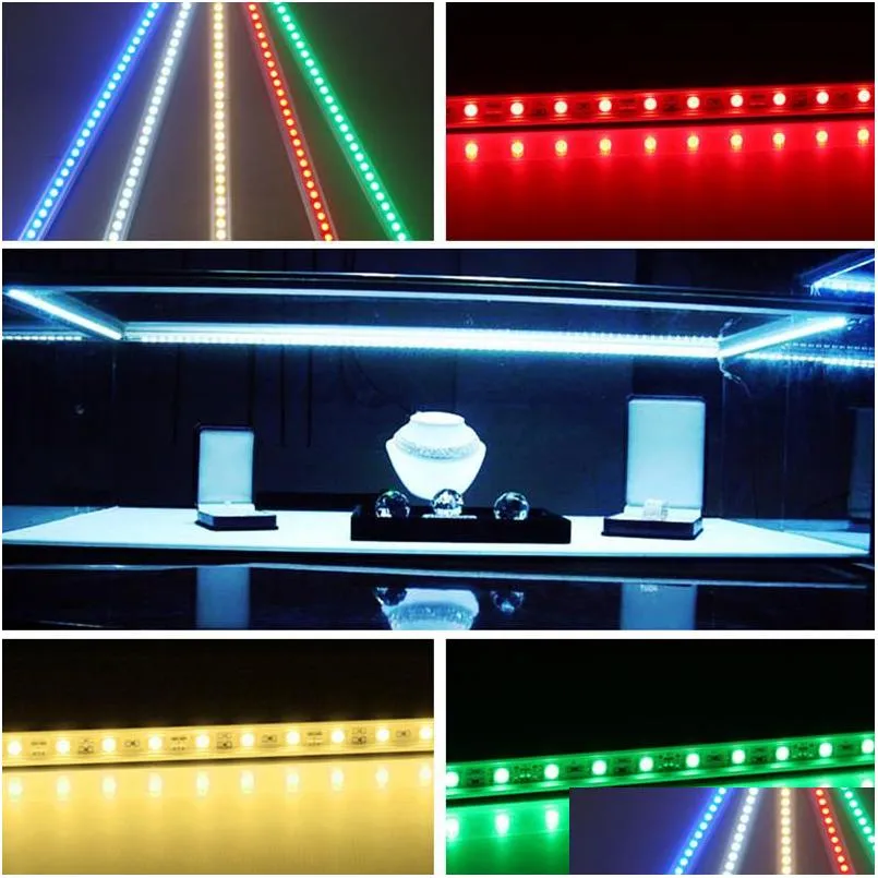 6xhard led strip underwater light waterproof ip68 5630smd cool warm white rigid bar 36leds 0.5 meter lighting strips with 7 color for