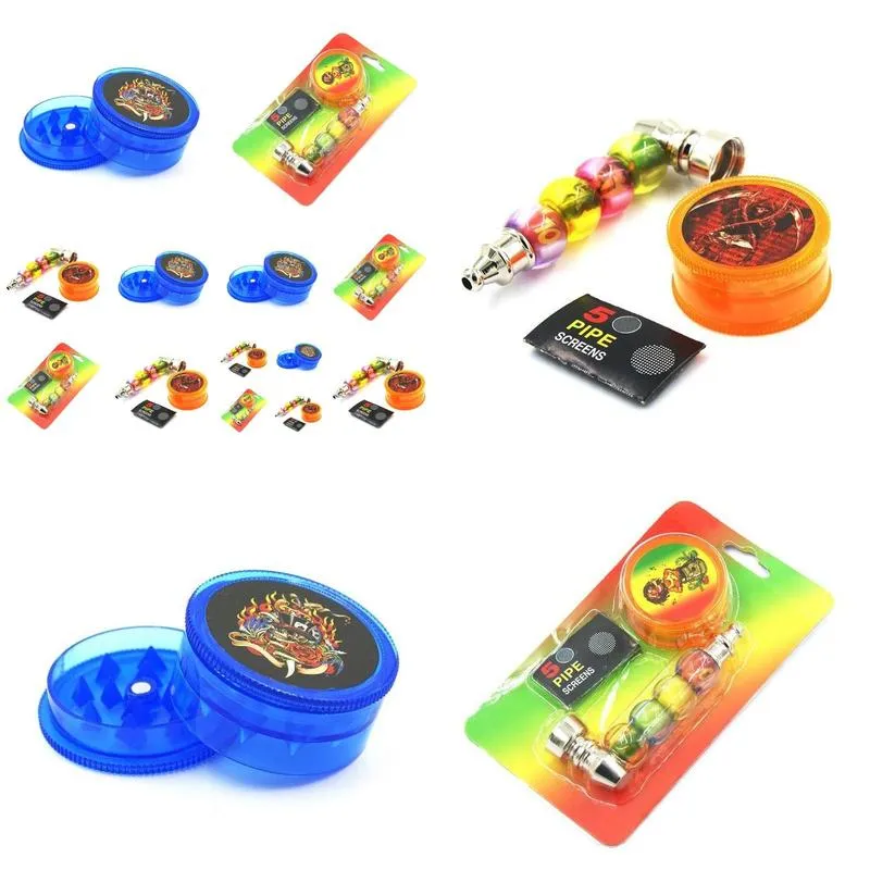 Smoking Pipes 1set Smoking Pipe With 1pcs Tobacco Herb Grinder mesh Pocket Screen Accessories Dhl Fast S jlleOK bdebag