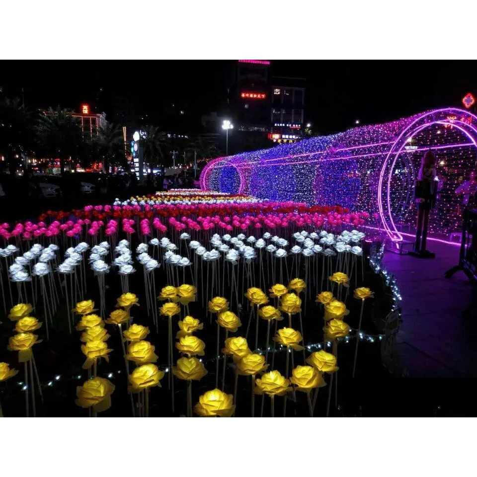 led lantern show dream lights led roses flowers colorful led outdoor square landscape park glistening holiday lights 20pcs/lot