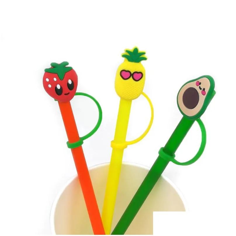 custom plants silicone straw toppers accessories cover charms reusable splash proof drinking dust plug decorative 8mm straw