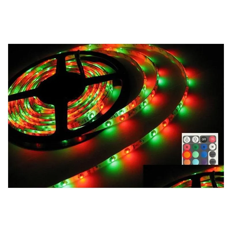 rgb led strip light 3528 smd 50m 50 meter 10 rolls 300 leds flexible waterproof add24key ir remote controller add 12v 2a power adapter by