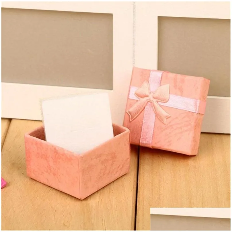 bowknot jewelry packaging display gift boxes 4x4x3cm cute box red pink purple blue earrrings ring boxes wholesale