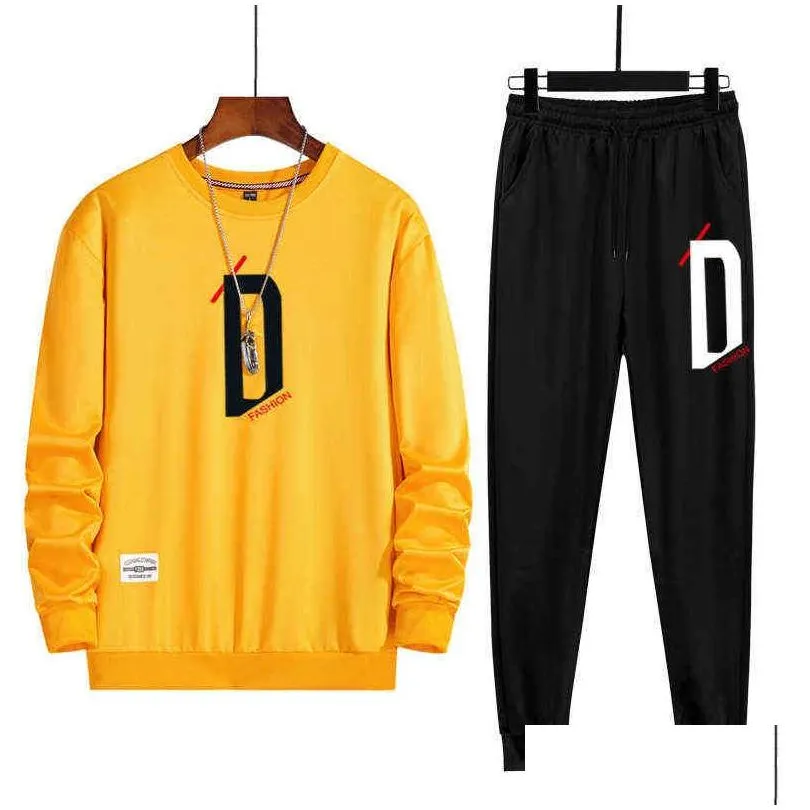 mens tracksuits tracksuit men casual long sleeve hoodies mens clothing brand two pieces sweatshirt outwear pants male sportswear set plus size
