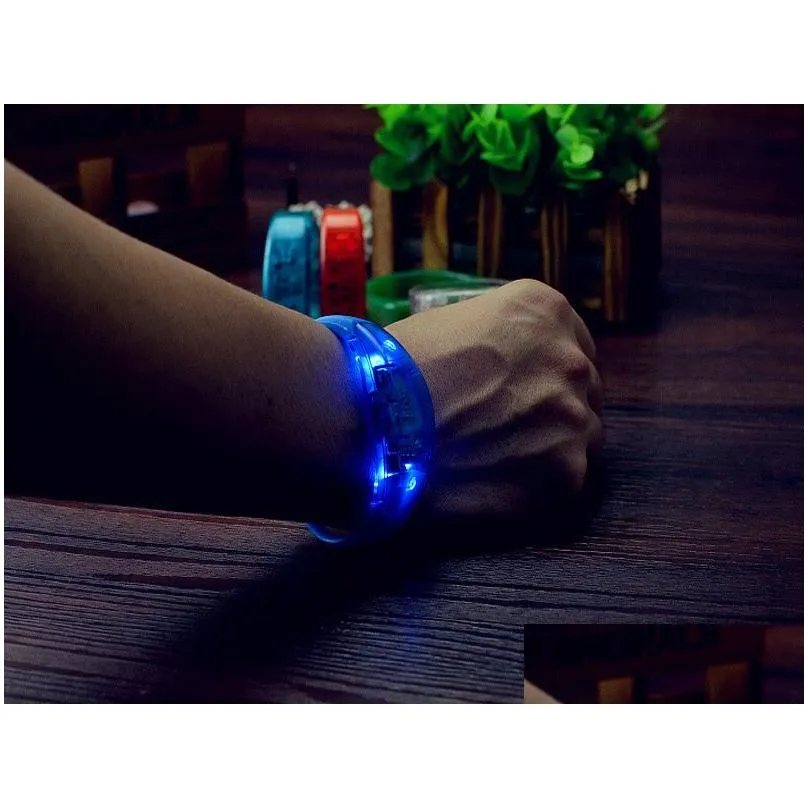 music activated sound control led flashing bracelet light up bangle wristband club party bar cheer luminous hand ring glow stick night