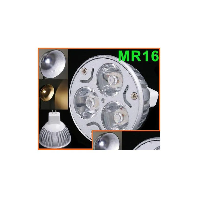 100pcs 12v 3w 3x1w mr16 gu5.3 white led light led lamp bulb spotlight spot light via dhs fedex