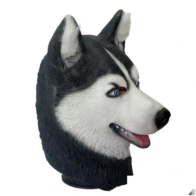 party masks funny halloween trick simulation animal husky dog head environmental protection material latex mask decoration /1