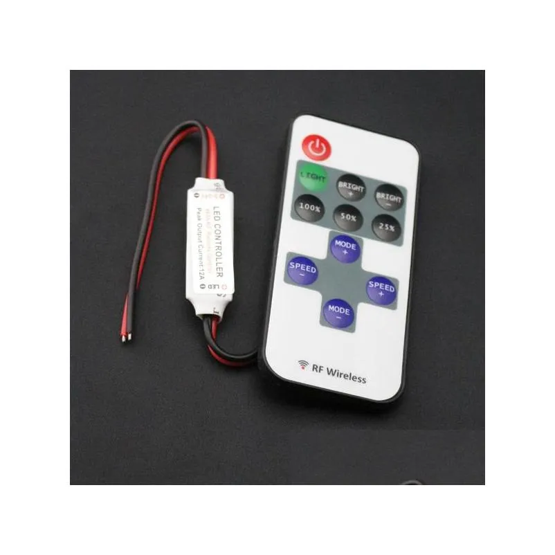 2pcs mini rf led controller single color with wireless remote control mini dimmer for 5050 / 3528 led strip lights 524v