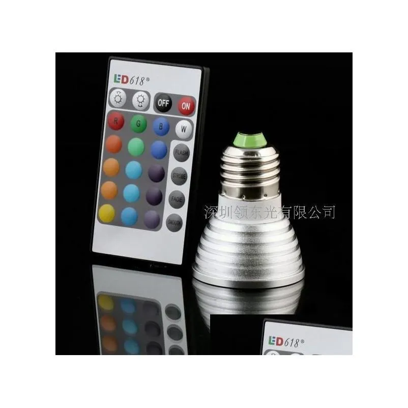 dimmable memory led light bulb and remote control with 16 different colors rgb 1pcs